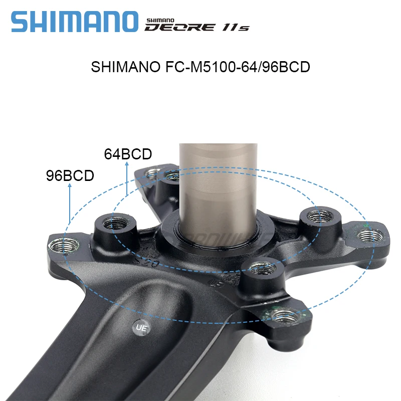 Juego de Bielas Shimano Deore M5100 10/11S para Bicicleta de Montaña, FC-M5100 170/175mm, Eje de Pedalier BB52 M500 M501