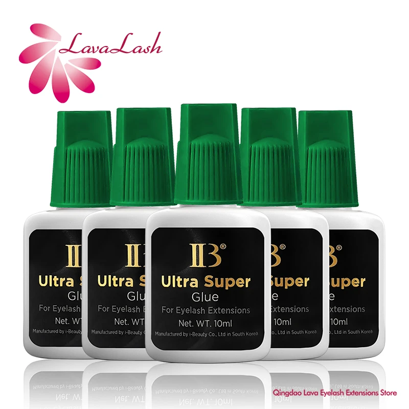 5 botellas de 10ml Corea IBeauty Ultra Super pegamento extensiones de pestañas 2S secado rápido IB tapa verde pegamento para pestañas herramientas de maquillaje tienda de belleza