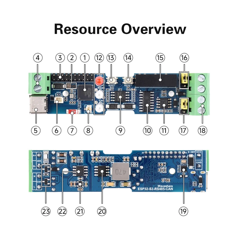 Placa de Control Industrial ESP32-S3-RS485-CAN con Interfaces de Comunicación RS485 y CAN, Compatible con Wi-Fi/Bluetooth