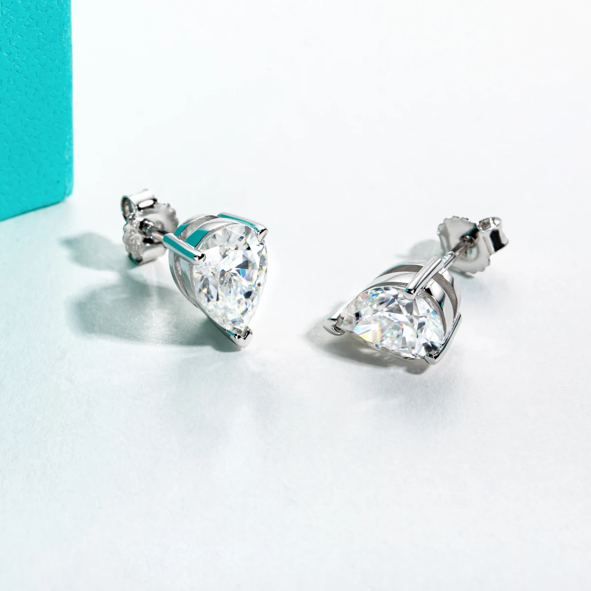 AnuJewel, pendientes de tuerca de moissanita con corte de pera de 5/2/1,2 quilates, pendientes antialérgicos para mujer, joyería al por mayor
