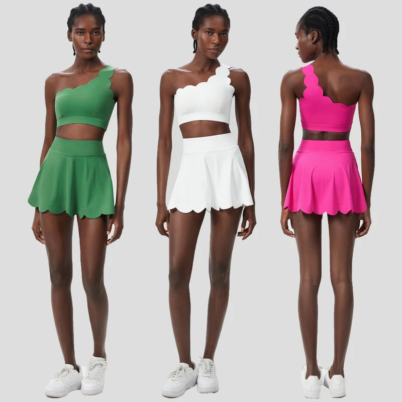 Conjunto de dos piezas de Yoga y Fitness para mujer, traje para correr al aire libre, ropa deportiva corta transpirable de secado rápido, ropa de tenis para mujer