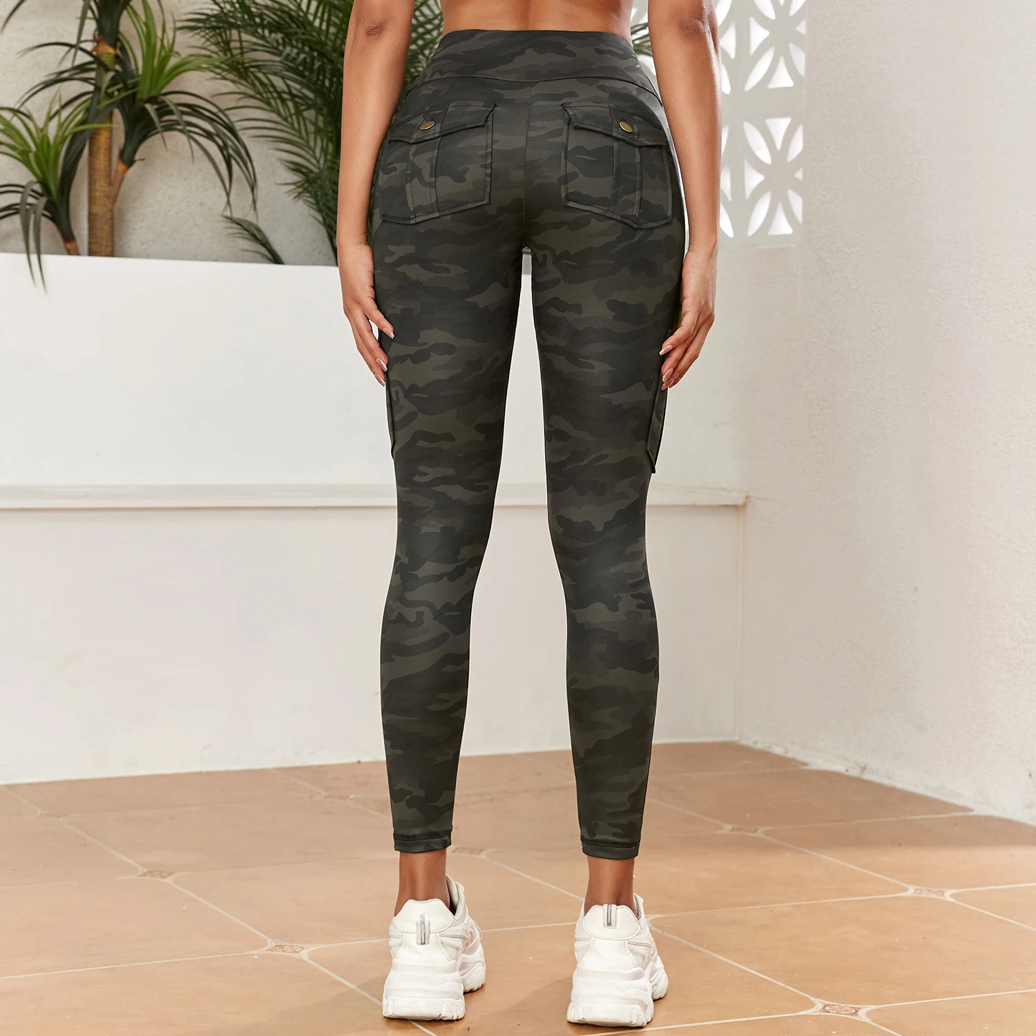 CHRLEISURE-pantalones de Yoga de trabajo de camuflaje con estampado Digital, mallas deportivas sin costuras con bolsillo para gimnasio, Fitness, ropa de trabajo ajustada elástica