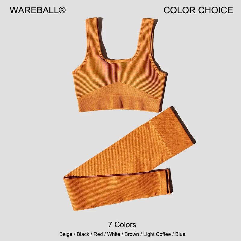 WAREBALL-Conjunto deportivo de 2 uds para mujer, conjunto de Yoga sin costuras, traje de Fitness, mallas de gimnasio, sujetador, ropa deportiva de entrenamiento, ropa activa para gimnasio