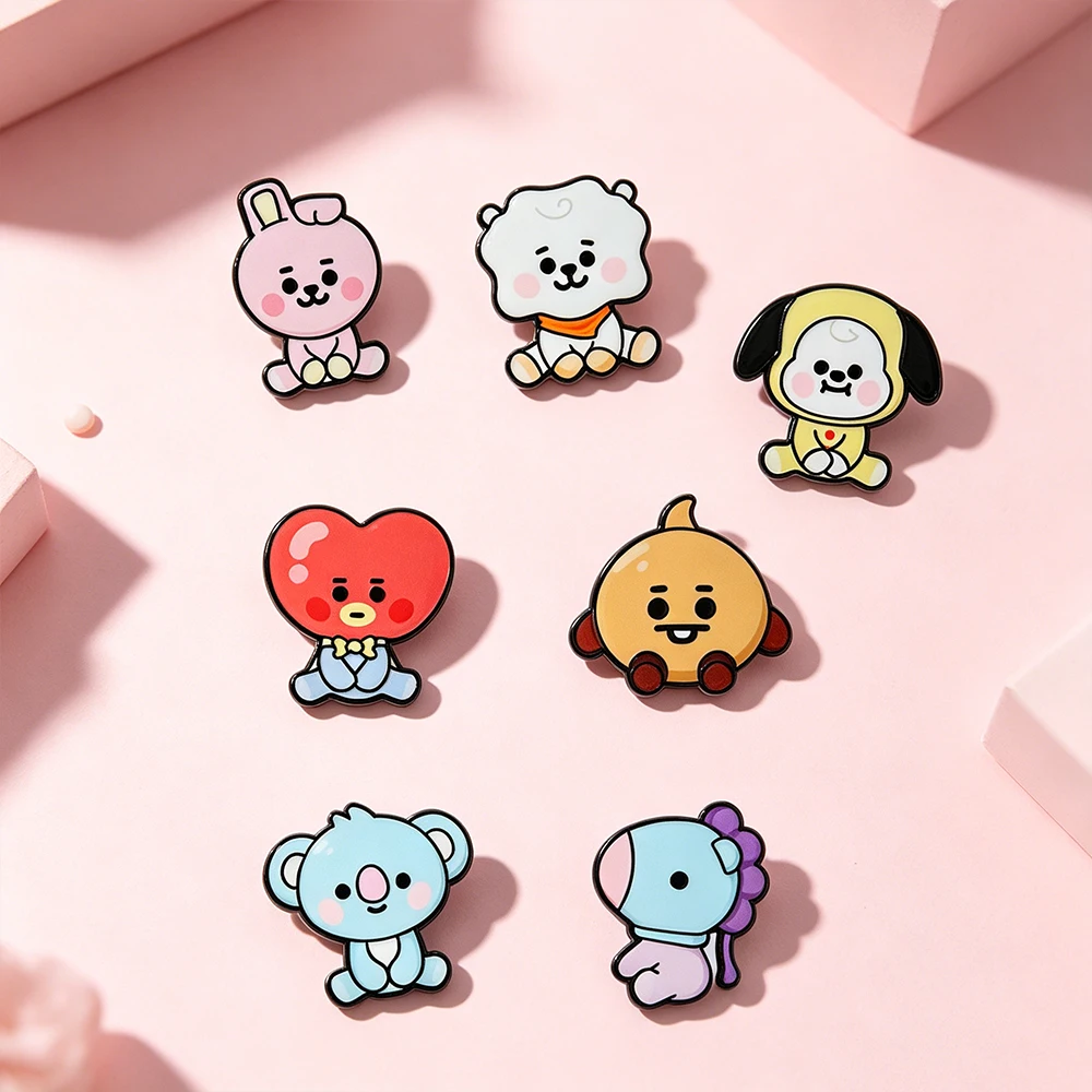 Set de 7 Broches de Esmalte con Personajes de Anime y Kpop, para Mochilas, Ropa, Accesorios, Joyería, Regalos para Fans