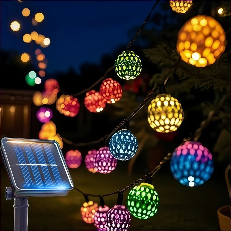 50/ 30/ 20 LED bola marroquí luces de cadena alimentadas por energía Solar impermeables 8 modos para jardín al aire libre boda fiesta Navidad decoración de Halloween