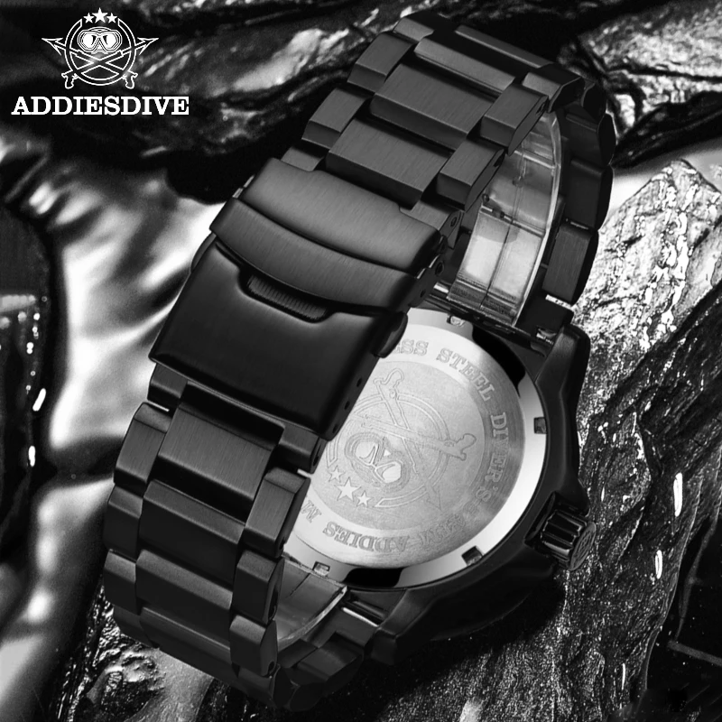 Reloj de Pulsera para Hombre ADDIESDIVE de 44mm, Resistente al Agua 50m, Esfera Luminosa Grande, Indicador de Fecha, Reloj de Cuarzo de Acero Inoxidable para Hombre