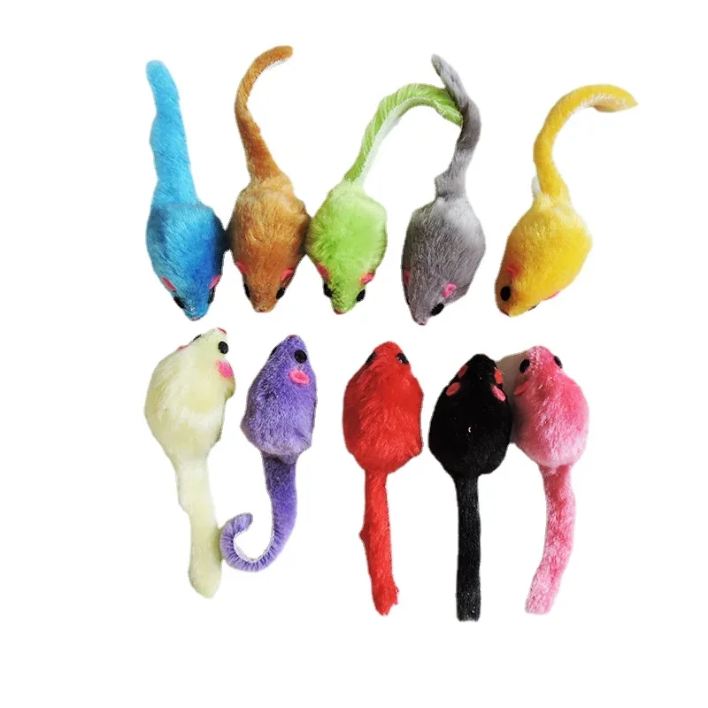 Juguete de peluche para gatos, ratones interactivos suaves y sólidos, juguetes divertidos para gatitos, suministros para juegos de entrenamiento y rascado, 5 uds.