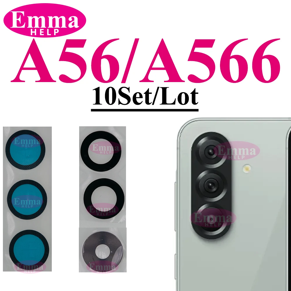 Lente de cristal de repuesto para cámara trasera Samsung A56 A07 A17 A06 A16 A26 A36 A52s A15 A55 A35 con adhesivo de pegamento para cristal de cámara