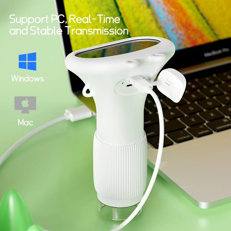 Microscopio para niños de bolsillo portátil pantalla IPS de 2 pulgadas 1000X microscopios digitales de mano con 8 luces LED ajustables
