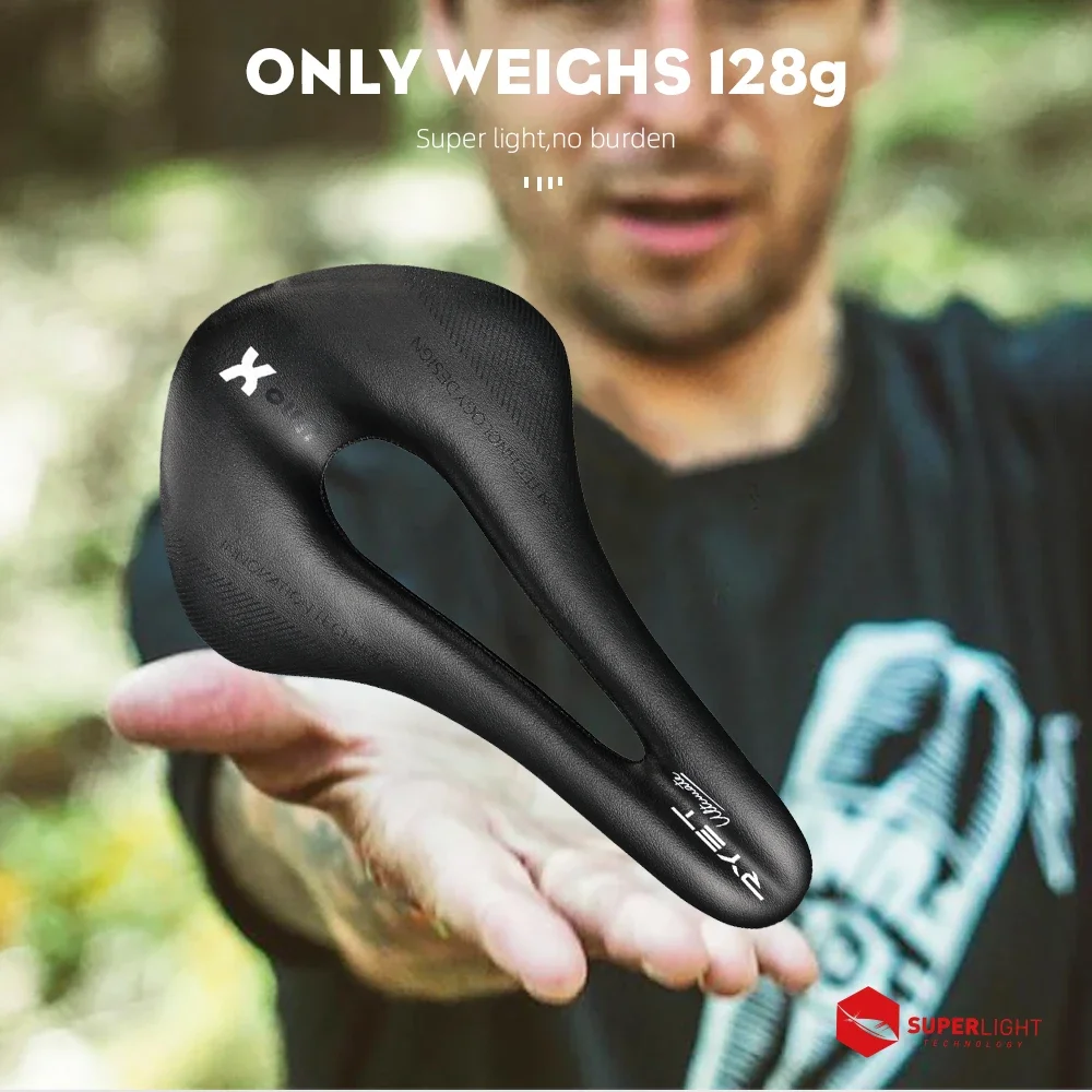 Sillín de bicicleta RYET 5D 6D 7D, asiento de bicicleta de montaña de cuero ultraligero, cojín de asiento de bicicleta de carbono completo, 143mm, 145mm, 155mm, piezas de ciclismo MTB