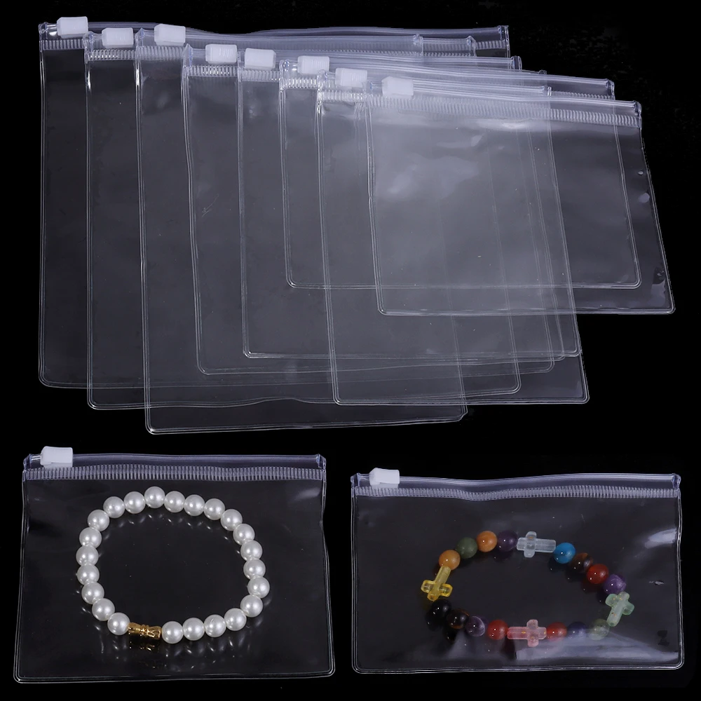 Bolsas de almacenamiento impermeables con cierre deslizante, bolsa para joyería, para almacenamiento de joyería DIY, embalaje de pulseras y pendientes, 10/20 Uds.