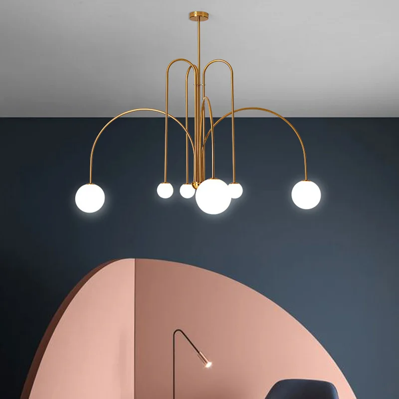 Luz colgante minimalista nórdica para sala de estar, lámpara de restaurante, cafetería, tienda de ropa, de Arte Negro candelabro, dorado y rojo