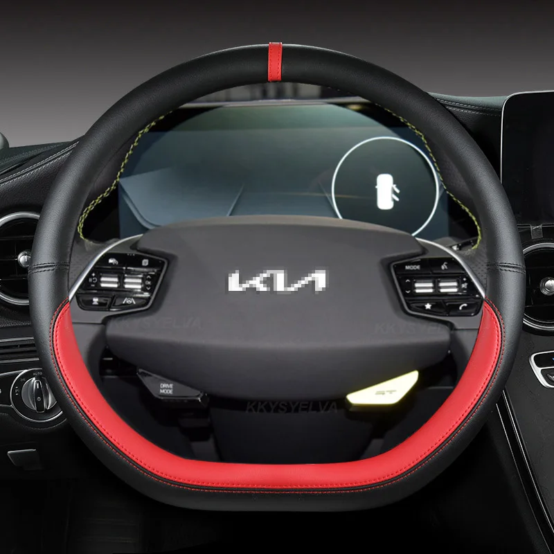 Protector para volante de coche de cuero de 38cm para KIA K5 KX5 K2 K3 GT marca Rio Cerato Sportage Stinger EV6 EV6 GT EV6 GT-line 2021 2022