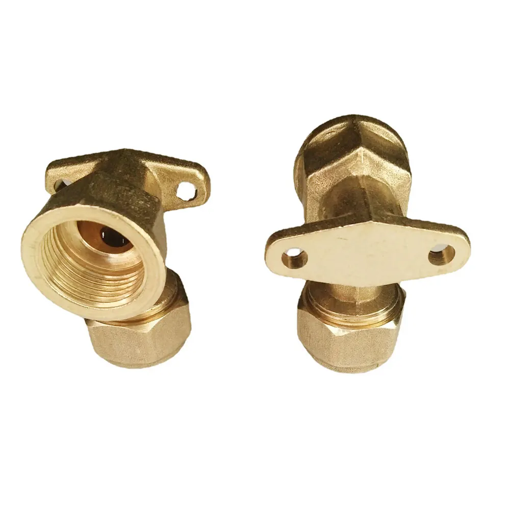 Conector acodado de cobre de rosca hembra de 1/2 "con Pedestal para manguera de 16mm y 20mm, juntas de latón para pared, accesorios de tubería fija, acoplamiento de tubería