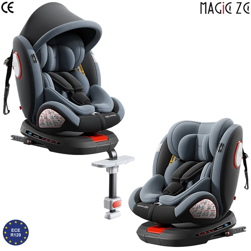 R129 I-Size 360 °   Asiento de coche giratorio para bebé, silla de seguridad ISOFIX para bebés y niños pequeños de 40-150 cm, orientación hacia atrás y hacia adelante, giro con una sola mano, reclinación ajustable, protección contra impactos laterales, inserto para recién nacidos, asiento de coche de viaje para niños