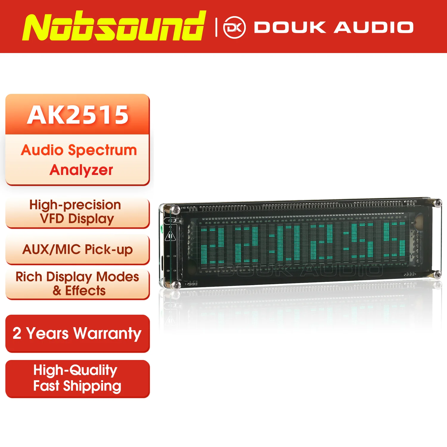 Nobsound AK2515 Bluetooth 5,0 micrófono recoger analizador de espectro de Audio VFD medidor de nivel de sonido medidor de VU pantalla