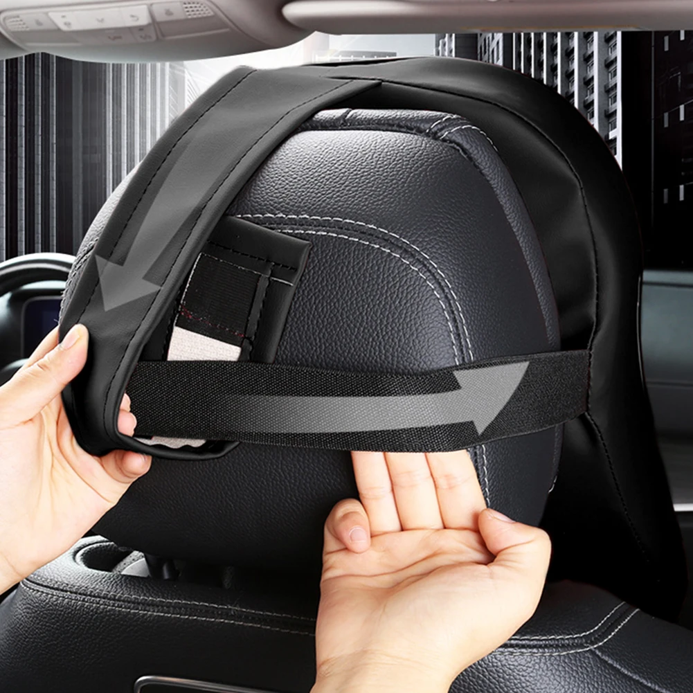 Reposacabezas de espuma viscoelástica de cuero Nappa 3D, almohada para el cuello del coche, soporte para el descanso del cuello, almohada para aliviar el dolor en el coche, soporte para el cuello de viaje
