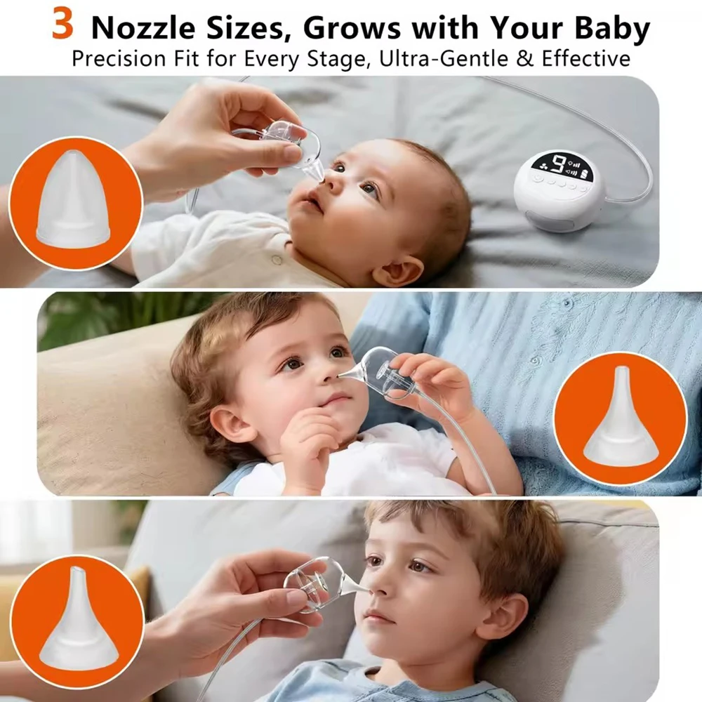 Nuevo aspirador nasal eléctrico para bebés y niños pequeños, recargable, con 9 niveles de succión, fácil de limpiar.