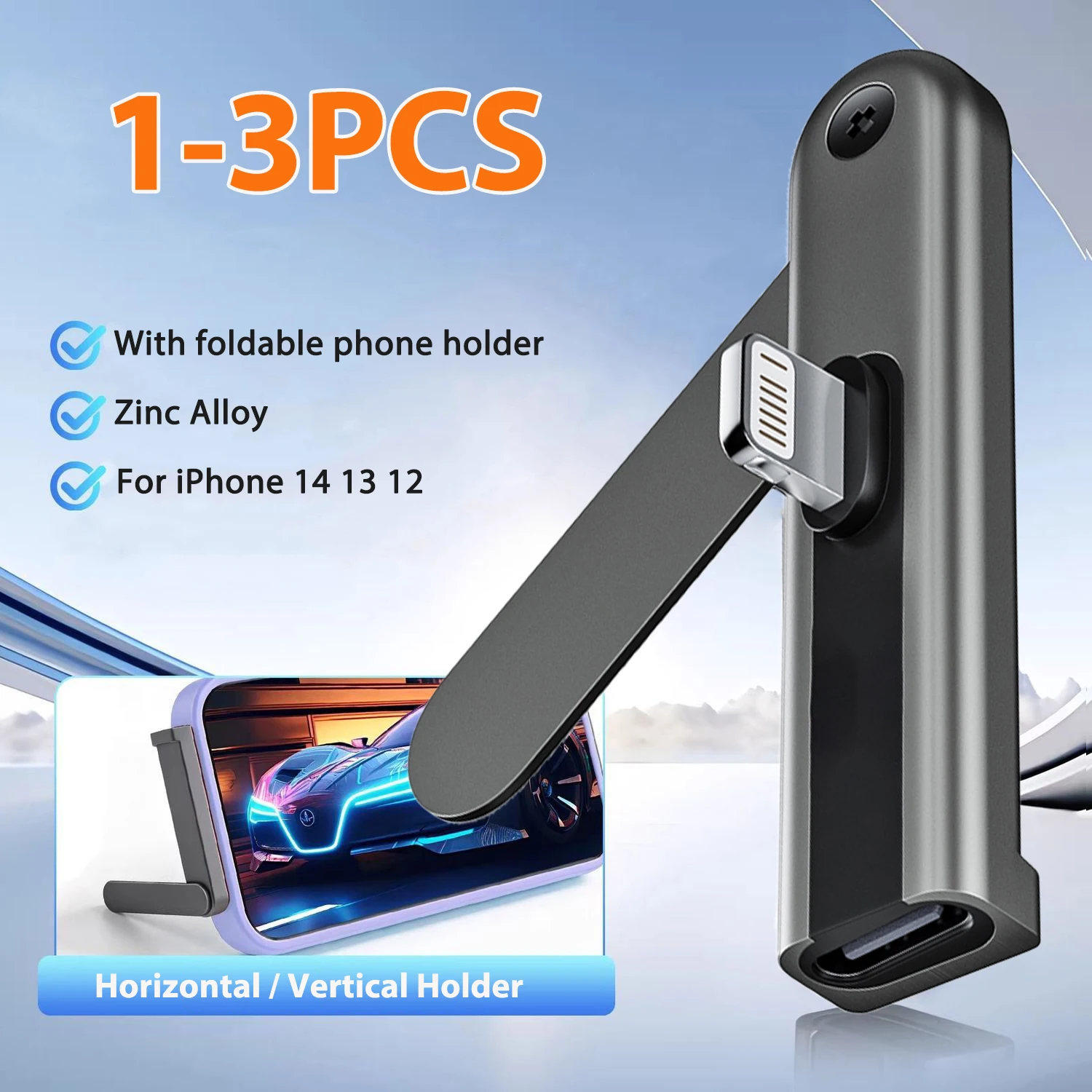 Adaptador de Carga PD a Lightning con Soporte, Adaptadores Lightning Macho a Tipo-C Hembra con Soporte, Convertidor OTG para iPhone 14 13 12 11
