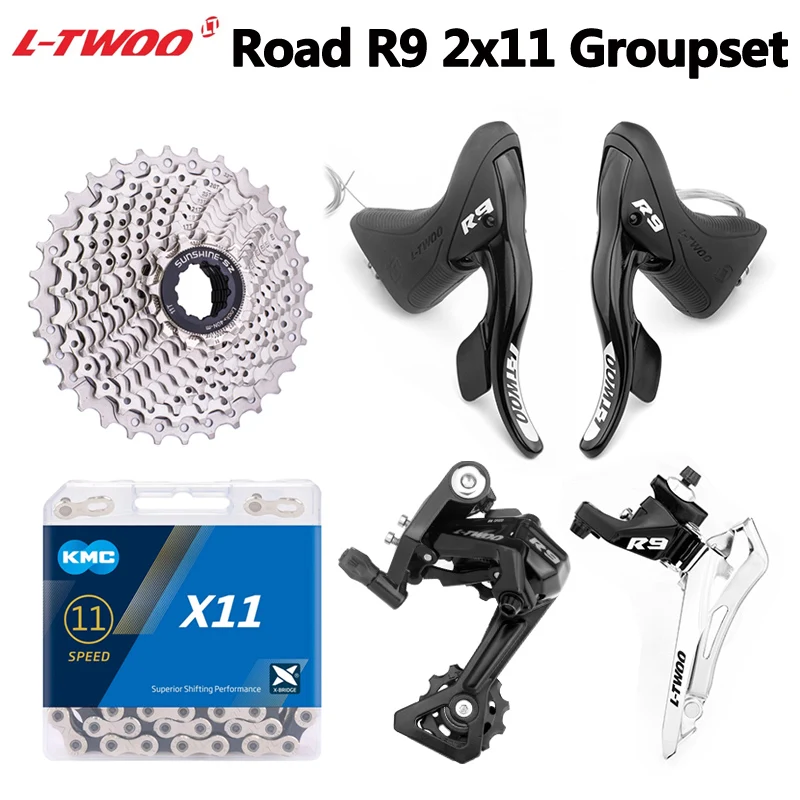 Desviadores de bicicleta de carretera LTWOO R9 2x11 velocidades 22S FD + RD + Cadena X11 + Casetes SUNSHINE 11V Grupo completo compatible con R7000 R5800