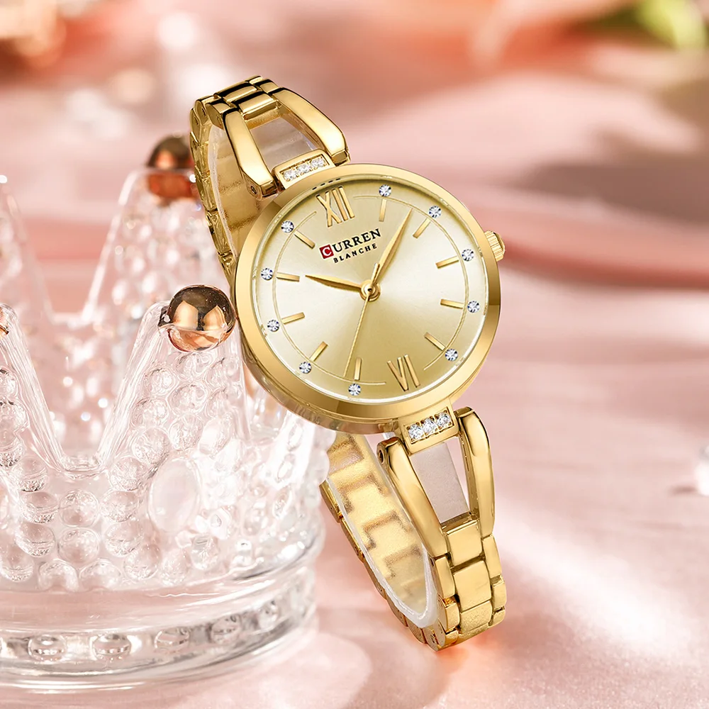 Relojes CURREN para mujer, reloj de cuarzo Original elegante a la moda para mujer, resistente al agua, de acero inoxidable, sencillo, de lujo, para uso diario