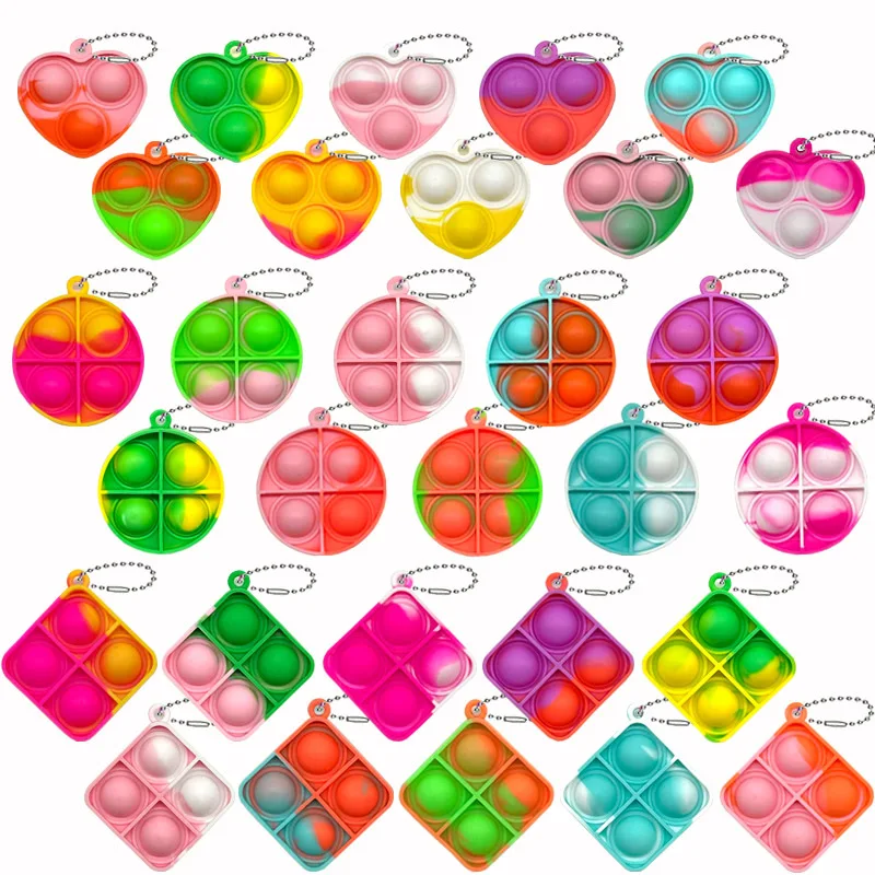 30 Uds. De juguetes Pop Fidget, Mini llaveros Pop, juguetes para niños pequeños, paquete de juguetes sensoriales, paquetes a granel para reducir la presión, regalos de recuerdo de fiesta