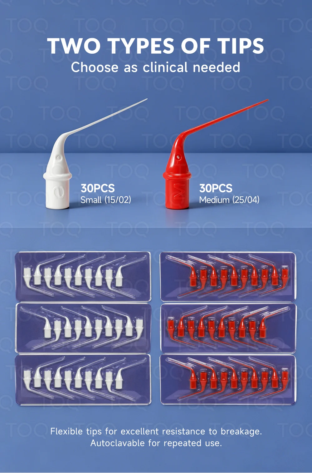 Puntas de irrigación endodóntica desechables TOQ TOP, punta activadora sónica endodóntica para la limpieza de conductos radiculares, consumible para clínicas dentales.
