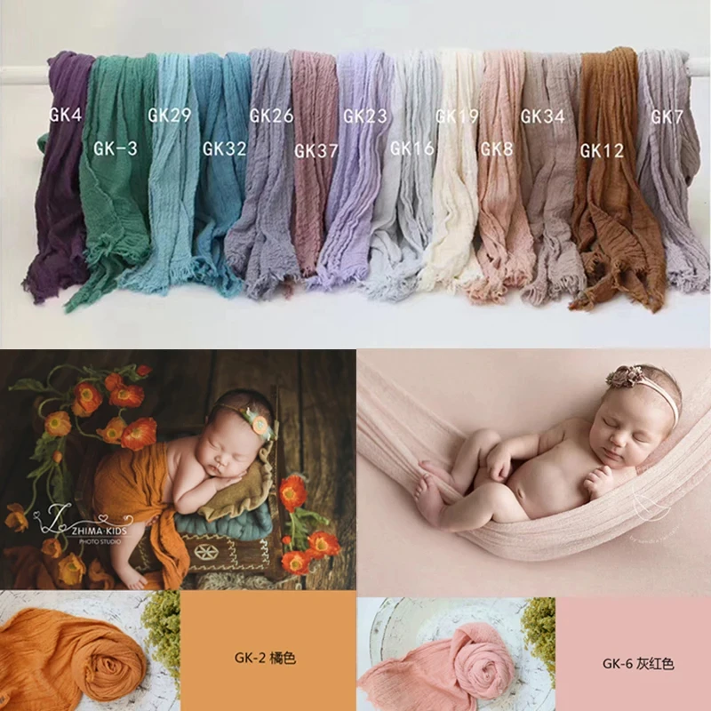Seersucker-envoltura para fotografía de recién nacido, accesorios de gasa de algodón suave, manta envolvente para bebé, cesta de fotos para estudio infantil, accesorios de fondo