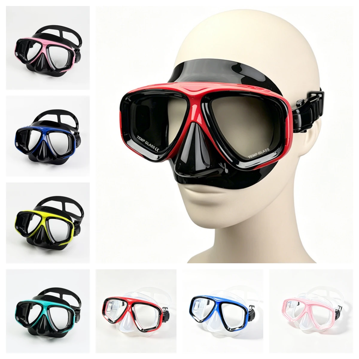 Máscara de Snorkel, Gafas de Natación, Faldón de Silicona para Buceo, Lente de Vidrio Templado, Vista Panorámica, Entrenamiento, con Cubierta Nasal y Correa Ajustable