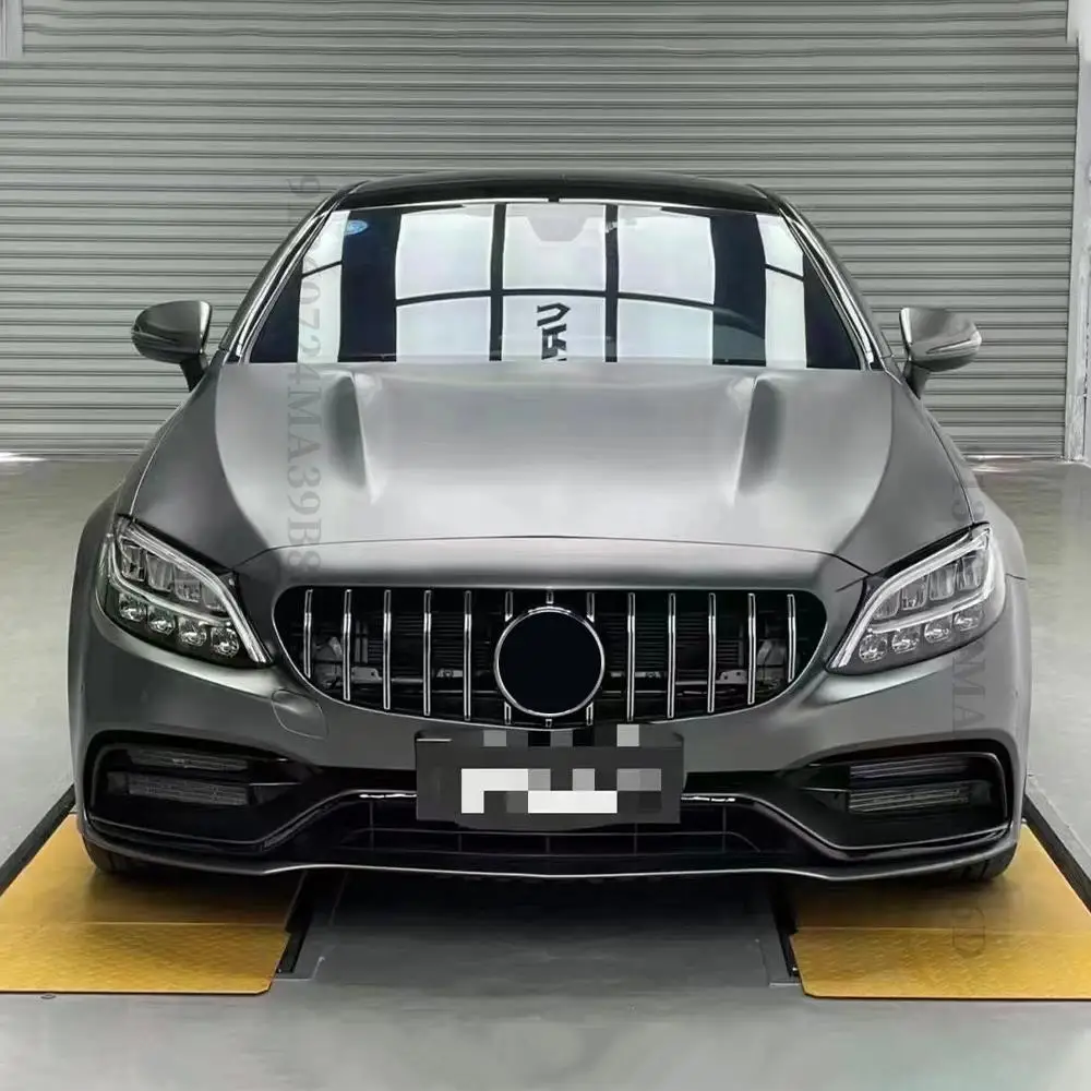 Parrilla de parachoques de rejilla delantera estilo GT para Mercedes W205 Benz C C205 S205 C43 2014-2021 como C260 C250 C180 C200 C300 ajuste deportivo