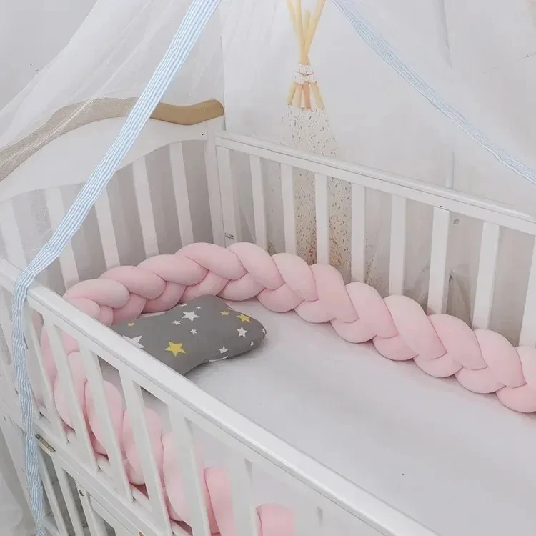 Parachoques de cama de cuerda trenzada suave para bebé de 1,3 M, tira de riel de cuna anticolisión, cojín transpirable antideslizante seguro para parachoques de cama de niños pequeños