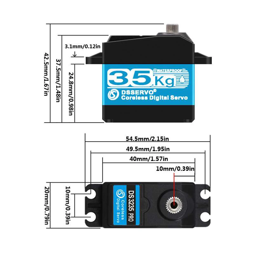 Servo sin núcleo Ds3235 para coche robótico, dispositivo de alta velocidad de 35Kg, 270 grados, Digital y de acero inoxidable, resistente al agua