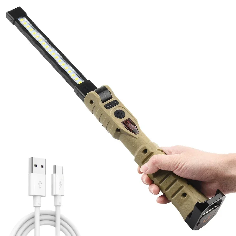 Linterna LED de trabajo plegable COB XPE, linterna de mano con batería integrada, lámpara de inspección de coche de emergencia, estroboscópica SOS roja