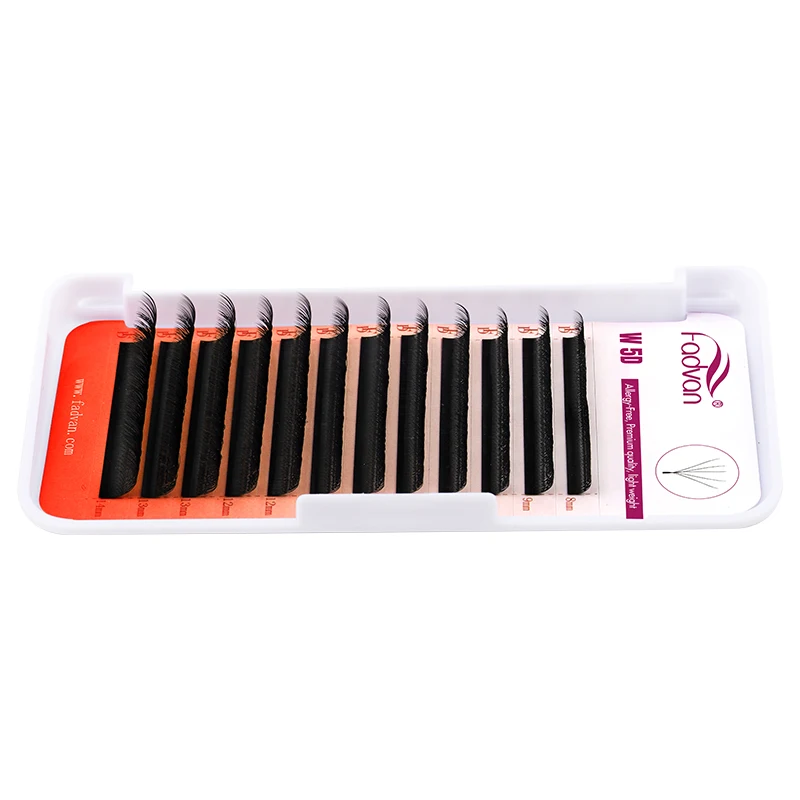 FADVAN 10 unidades de extensiones de pestañas en forma de W YY/3D/4D/5D de 0.07mm LU/L/C/D para profesionales, suaves, naturales, preformadas, pestañas en abanico 5D en racimo
