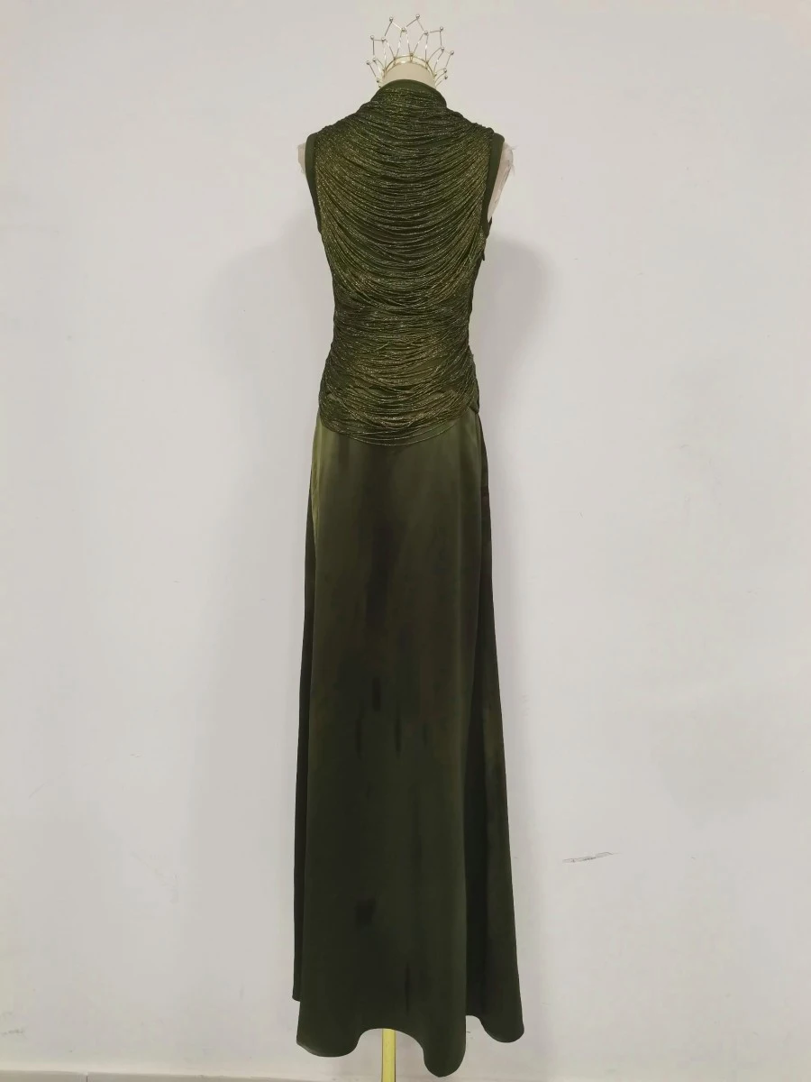 Conjuntos de Dos Piezas con Borlas y Parches TWOTWINSTYLE para Mujer, Top sin Mangas con Cuello Alto y Falda Larga de Cintura Alta, Conjunto Sólido Femenino 2026