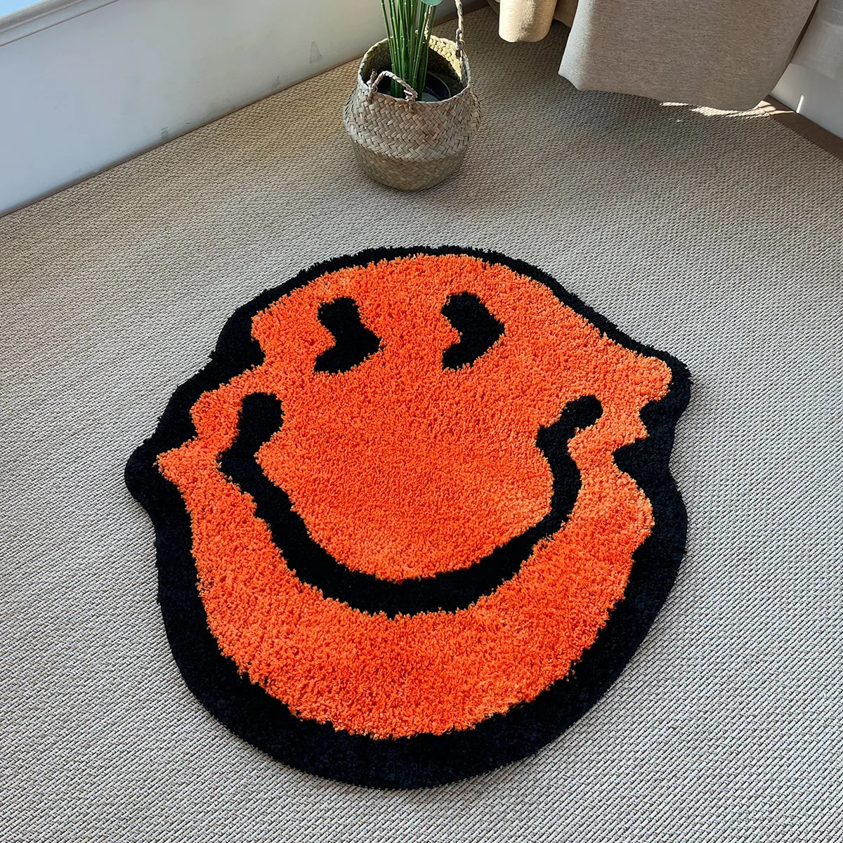 Alfombra acolchada trenzada y sonriente, alfombra puramente suave hecha a mano, adecuada para decoración de habitación, alfombras mullidas, dormitorio, baño independiente