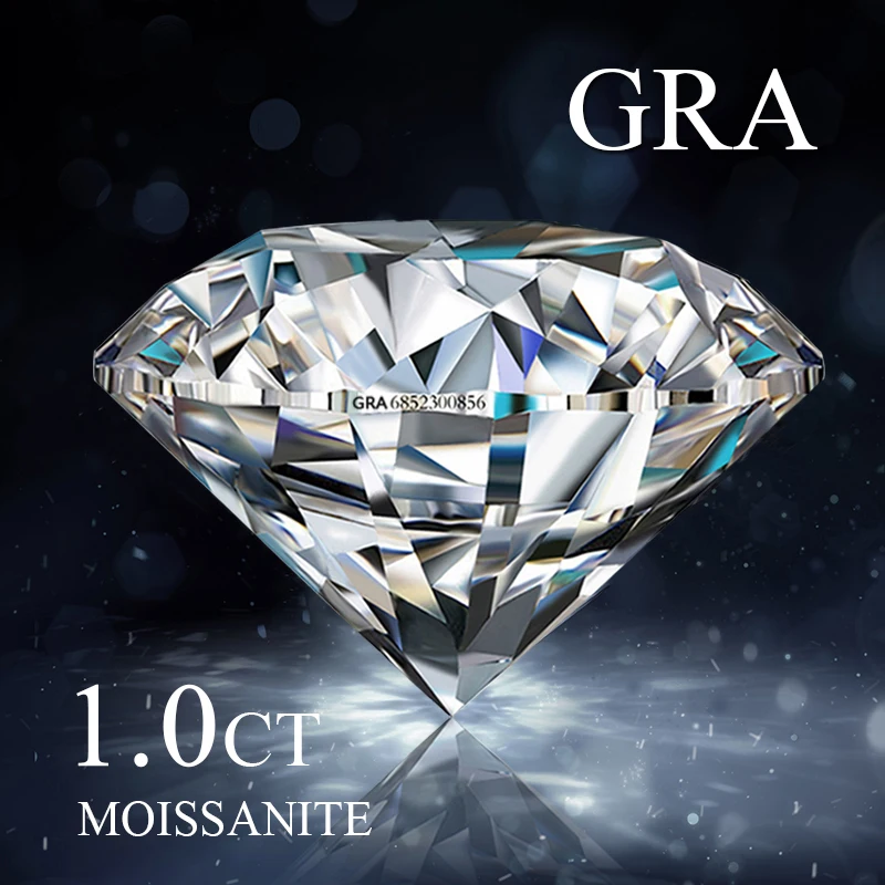 Piedra suelta de moissanita de corte redondo, 8 corazones 8 flechas, certificada GRA, D VVS1, 0.1-30ct, fuego brillante excelente para anillo de compromiso