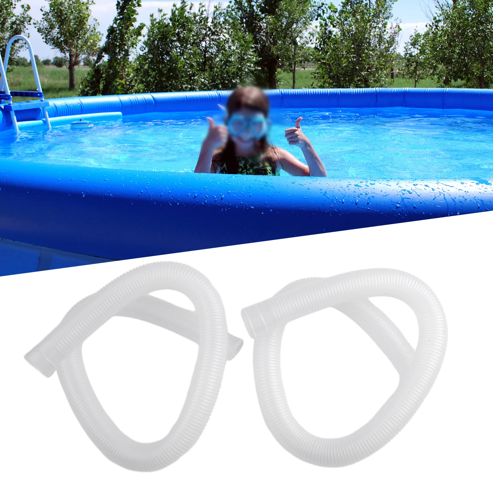 2 uds 1m para Intex 1-1/4 pulgadas manguera accesorio sobre el suelo piscina bomba azul blanco manguera de repuesto