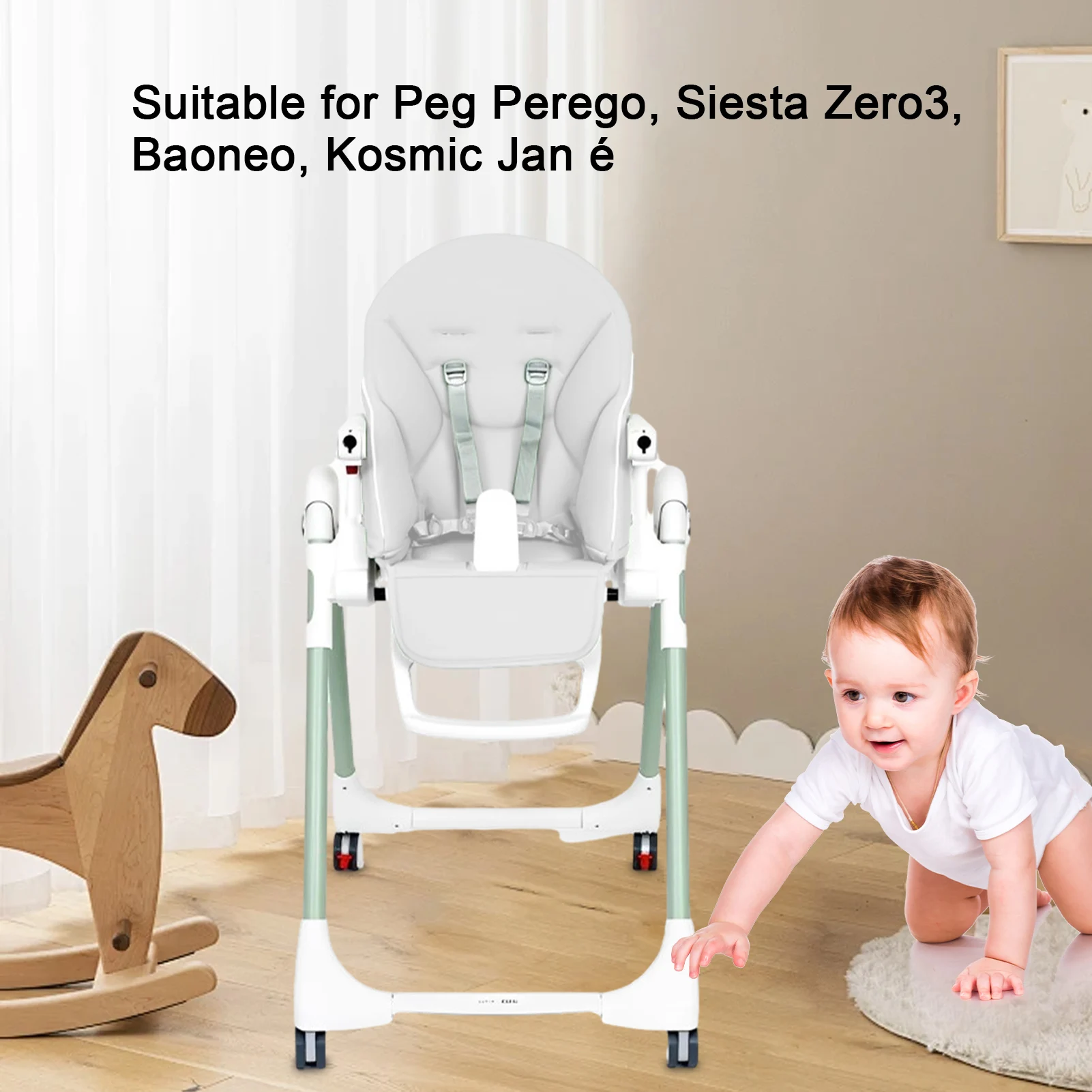 Funda para silla de comedor portátil, cojín para silla de comedor de cuero PU para bebé, funda de asiento multifuncional suave con relleno para niños