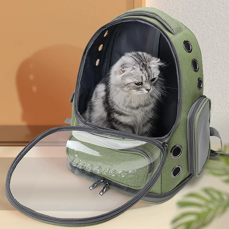Bolsa transportadora transparente para gatos, mochila de viaje al aire libre para gatos, perros pequeños, bolsa de transporte transpirable para gatos, suministros para mascotas