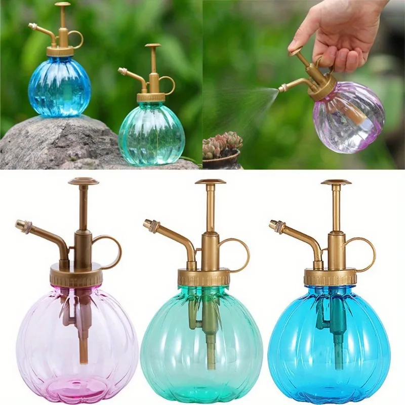 Maceta de plástico creativa con forma de calabaza, flor suculenta que levanta, aspersor colorido Vintage, prensa de jardinería, pulverizador de jardín, decoración