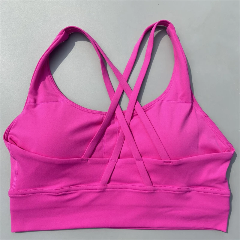 Sujetador deportivo con correas cruzadas para mujer, Top deportivo para gimnasio, Bralette de alto soporte para Fitness, chaleco de Yoga, ropa interior push-up para correr con almohadilla para el pecho