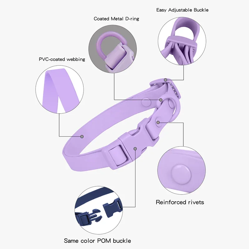 Nuevo Collar para perro de PVC de color macarrón, resistente al agua, resistente a la suciedad, fácil de limpiar, Collar para mascota, Collar ajustable para perro mascota