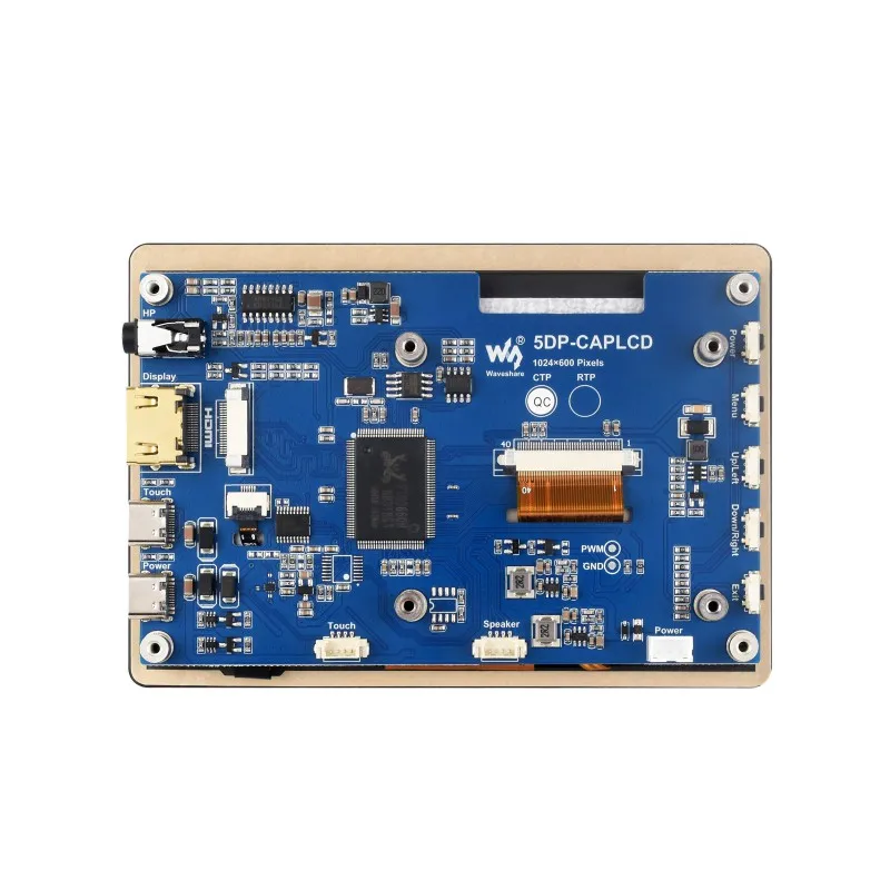 Pantalla táctil Waveshare de alto brillo de 5 pulgadas, 1024x600 píxeles, panel de vidrio templado, interfaz HDMI, panel IPS