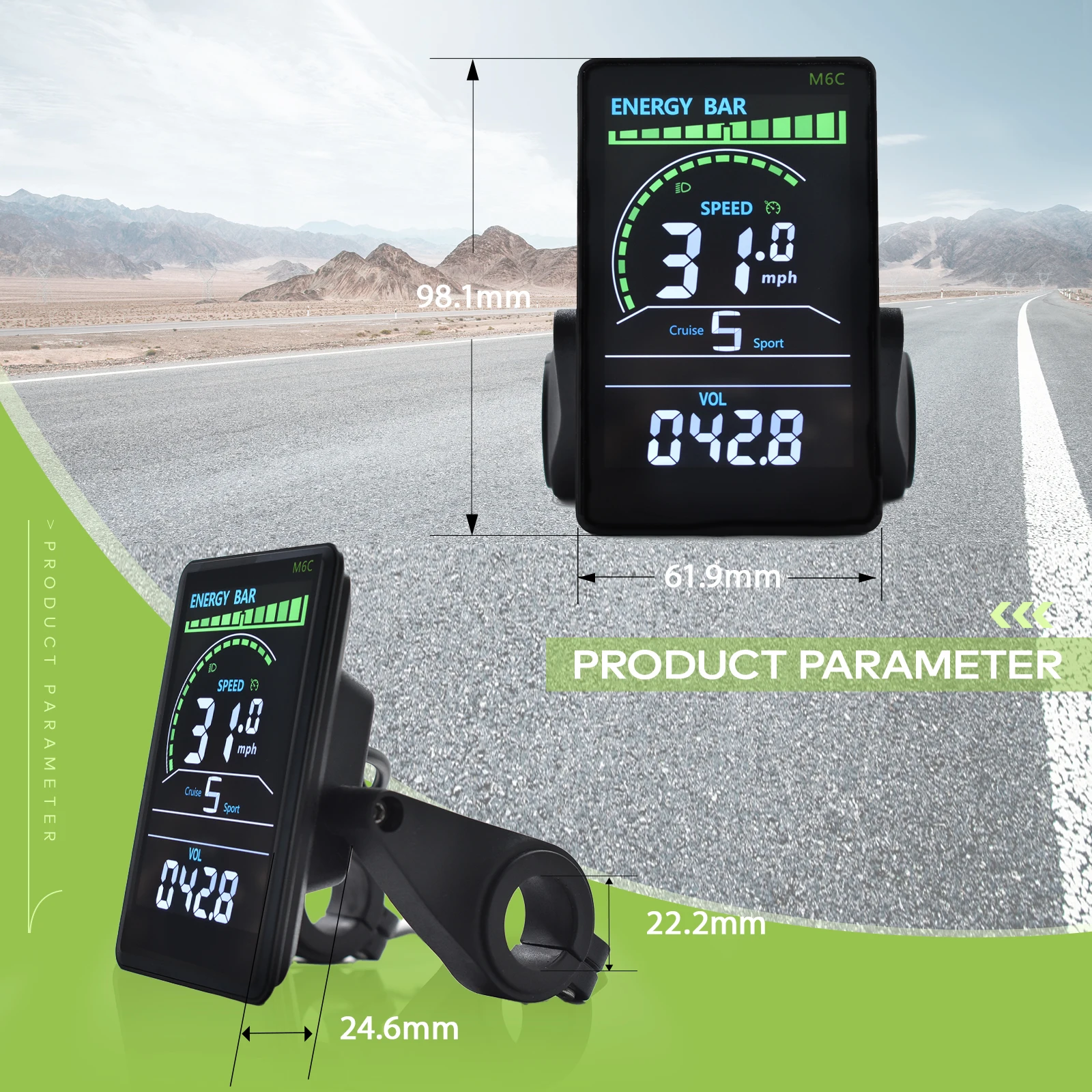 Ordenador de bicicleta eléctrica M6C, recargable por USB, con cable, ordenador de ciclismo, velocímetro de bicicleta multifunción, odómetro