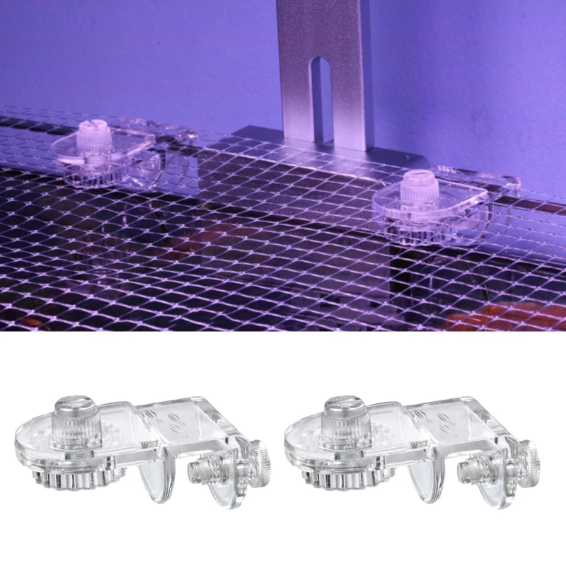 Accesorio de mamparo para pecera, soporte de abrazadera de red antisalto, Clip fijo transparente acrílico, Clips de cubierta para acuario, accesorios para acuario