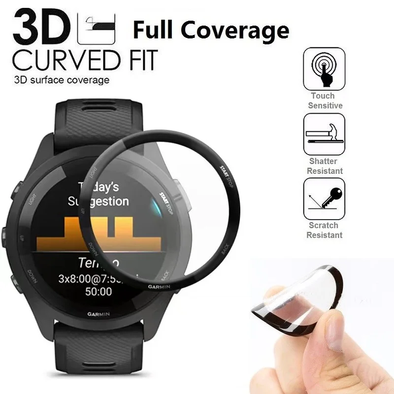 100 Uds Protector de pantalla suave curvado 3D para Garmin Forerunner 965 / Forerunner 265 265S película protectora de cubierta completa para reloj inteligente