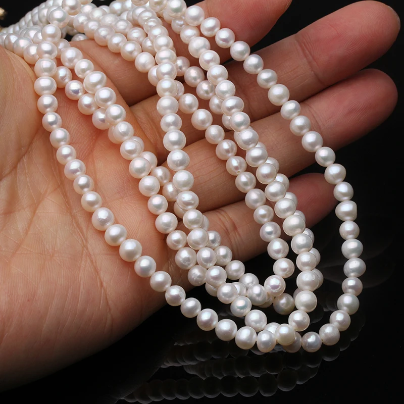 Collar de perlas naturales de agua dulce blancas auténticas, mujer larga, collar de perlas pequeñas finas para boda, regalo de fiesta de cumpleaños para niñas, esposa, madre