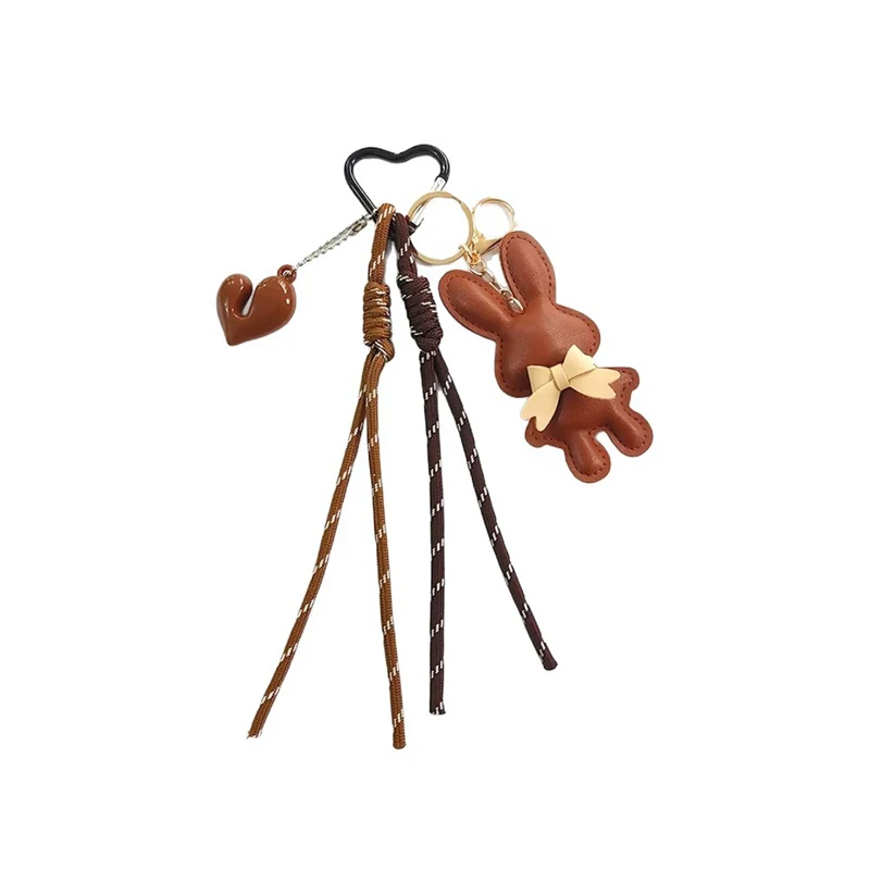 Nuevo Llavero de Piel Sintética con Diseño de Conejo y Corazón, Colgante de Color Sólido para Bolsos, Accesorios, Regalo