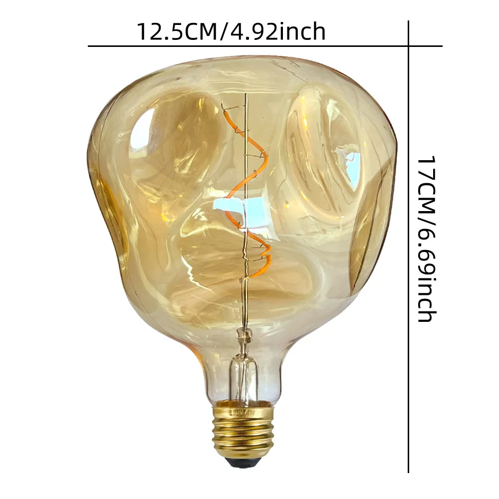TIANFAN-bombilla Led Edison de forma especial Alien G125, 4W, regulable, 220-240V, E27, decorativa, ámbar, súper cálida